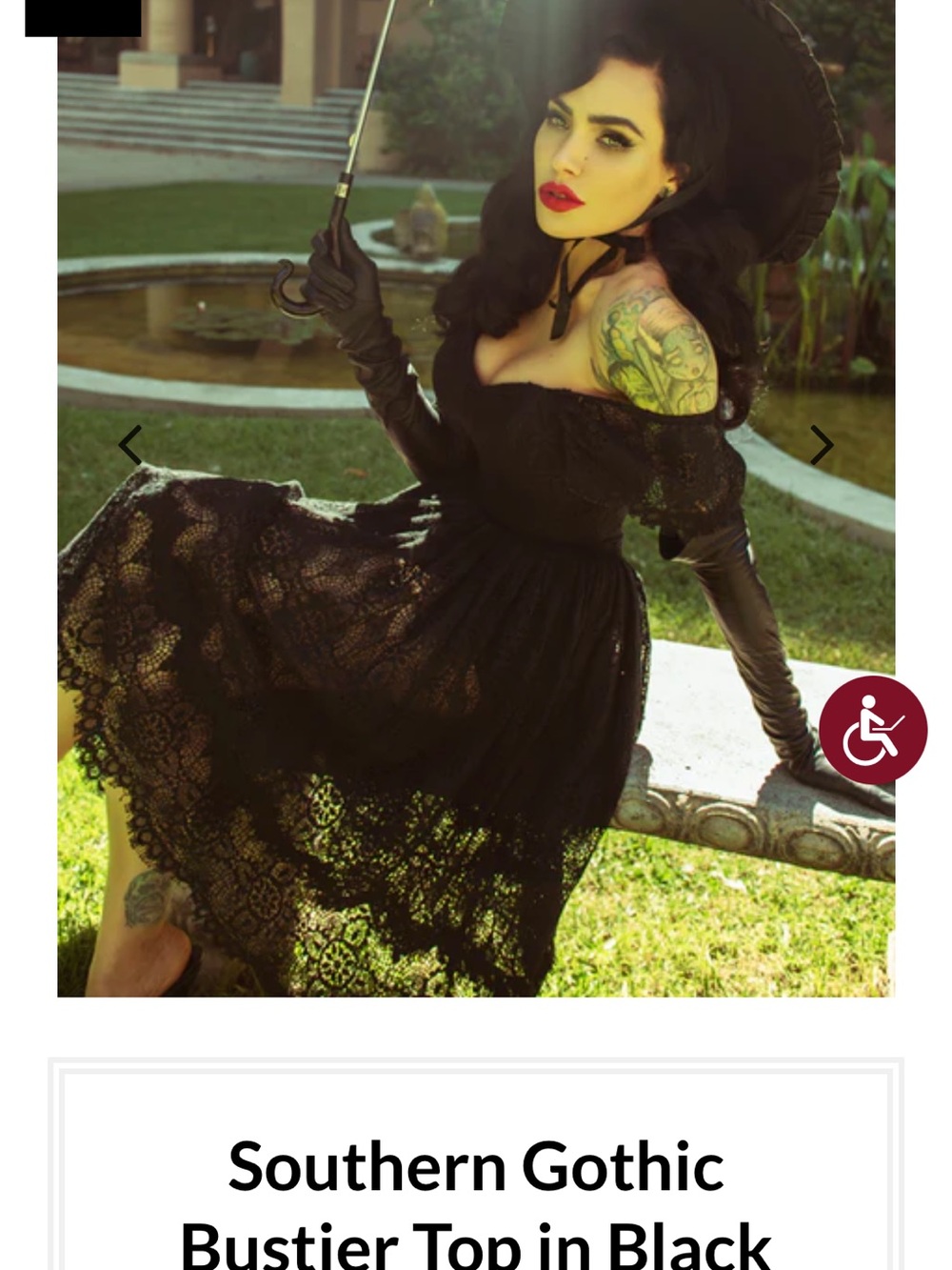 Southern Gothic Black Bustier Top - Black